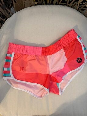 Hurley Coral, Pink & Teal Block Athletic Shorts